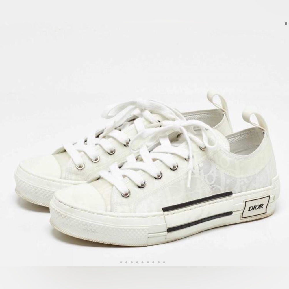 Dior Cream Lace-Up Sneakers - Picture 8 of 11